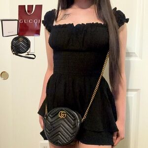 Gucci Black Marmont Leather Round Crossbody Bag